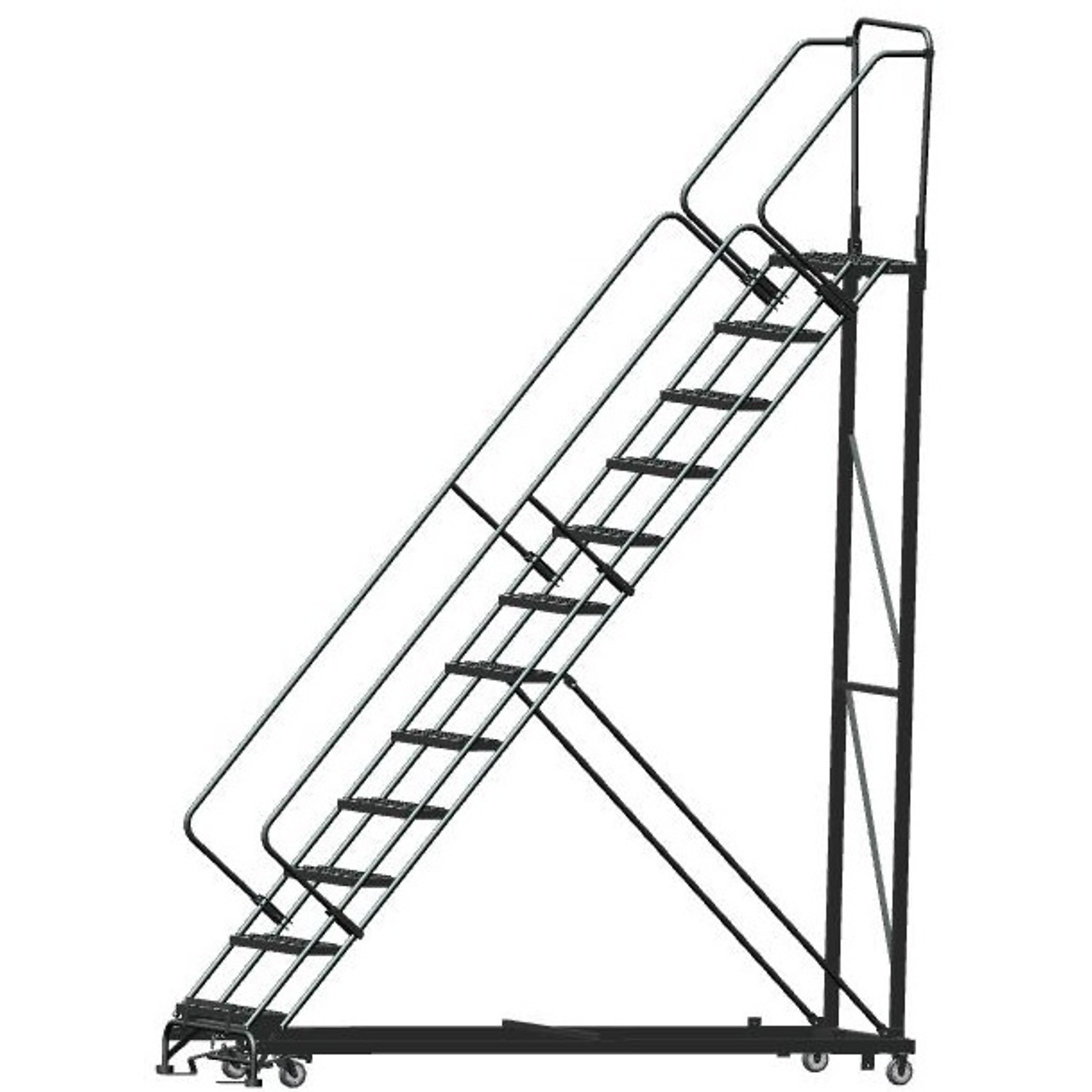 Ballymore, Heavy Duty Stairway Slope -24in.W, 14in.DTS-P Tread, Overall Height 153 in, Steps 12, Material Carbon Steel, Model# HDS-12-P